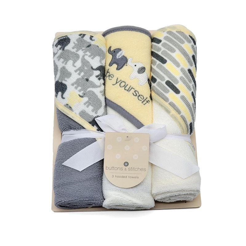 Baby 3 Pack Hooded Towels - Be Yourself Elephant