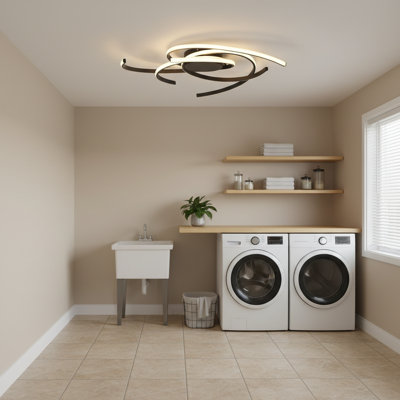 Codie 3- Light 28.3 Inches Black Led Semi Flush Mount with Remote Control