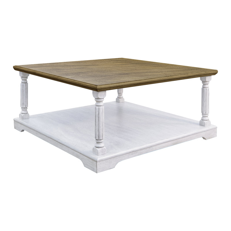 Allanton Square Coffee Table, Antique Oak Top/Antique White Base