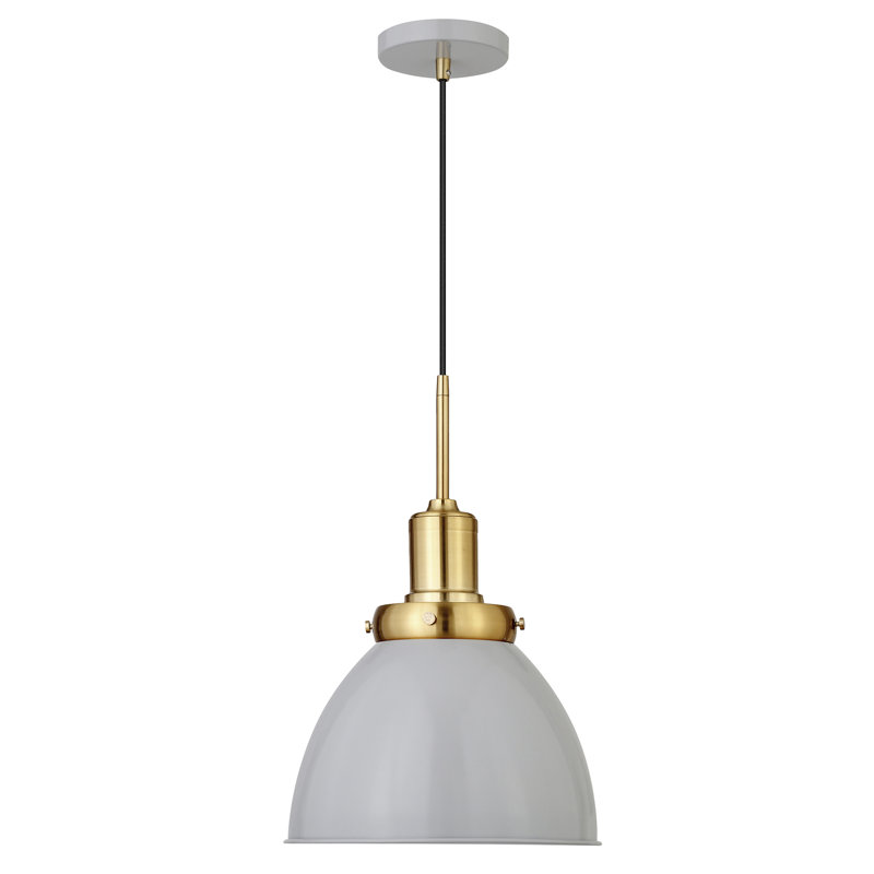 Luminaire suspendu en forme de dôme à 1 lumière Madison, Gris mat / laiton