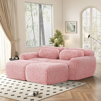 Canapé modulaire en U, en fausse fourrure moelleuse avec connexion à boucle antidérapante pour la chambre à coucher du salon, aucun assemblage requis