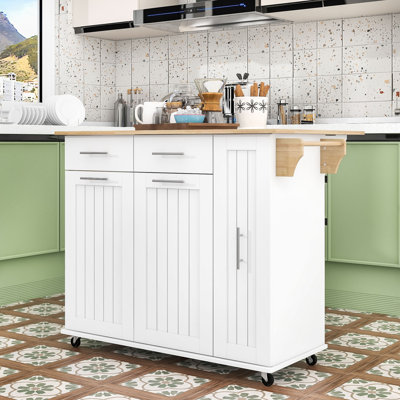 Expandable Mobile Kitchen Island Cart with Adjustable Shelves and Lockable Wheels by Gracie Oaks
