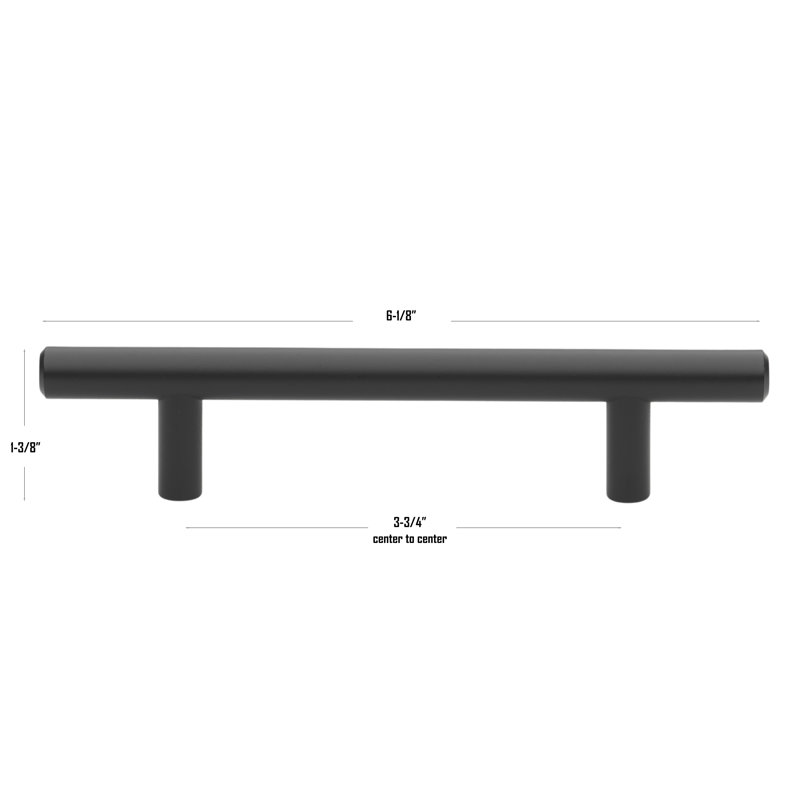 Poignée barre Roman, Noir mat, 3 3/4"