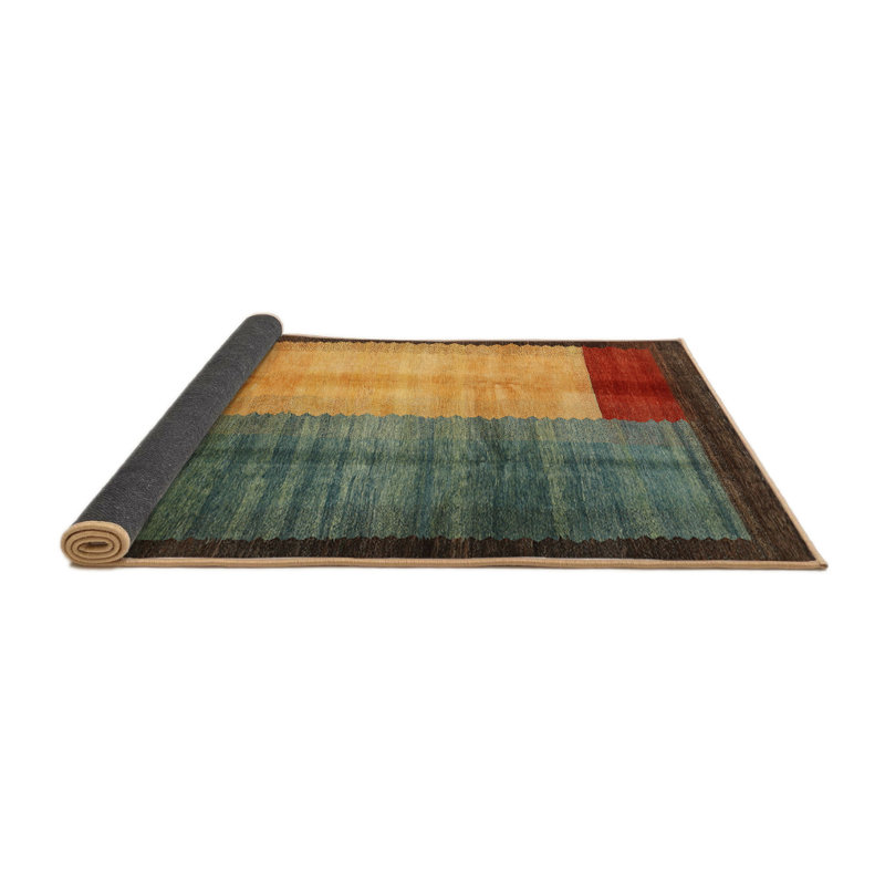 Tapis jaune/gris/brun contemporain, Rond 3 pi