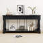 Console 63 po avec 3 tiroirs et tablette méditerranéenne - canapé très long pour entrée / couloir / salon - finition espresso, pieds en bois massif, style rétro vieilli-129594278