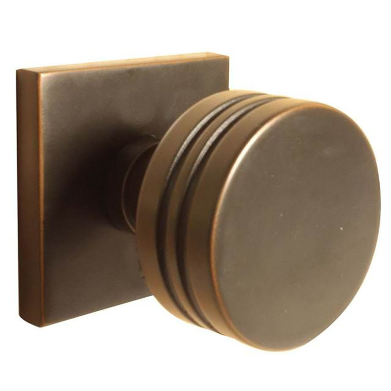 Ensemble de boutons de passage Emtek avec rosette carrée et bouton Bern, Bronze huilé