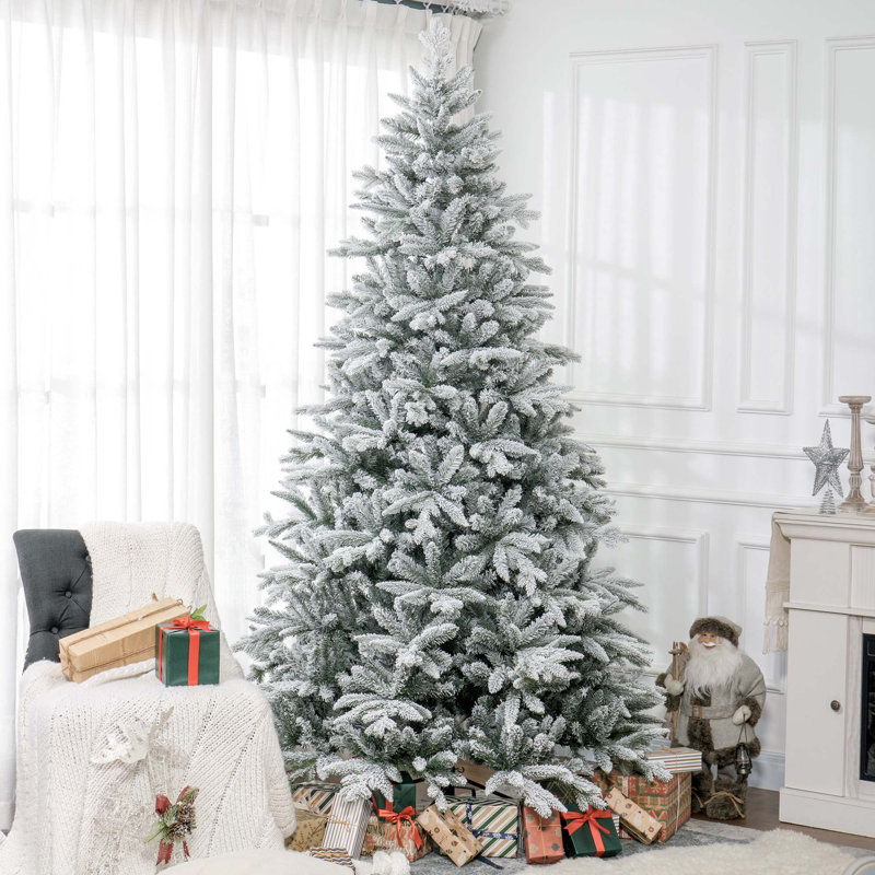  Arbre de Noël articulé enneigé avec support en métal, H 8 pi
