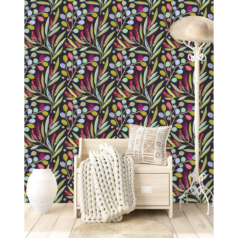 Pre-Pasted Vinyl Floral Wallpaper Roll