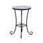 Élégante table d'appoint de patio avec tablette, carreau de céramique bleue et noire, fabrication en fer, 14 po x 21,31 po, base élégante, 14 po de diamètre, 21,31 po de hauteur, assemblage requis