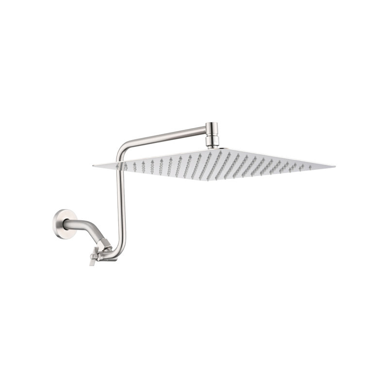 Pomme de douche 12 po avec bras réglable, pomme de douche en acier inoxydable et hygiénique