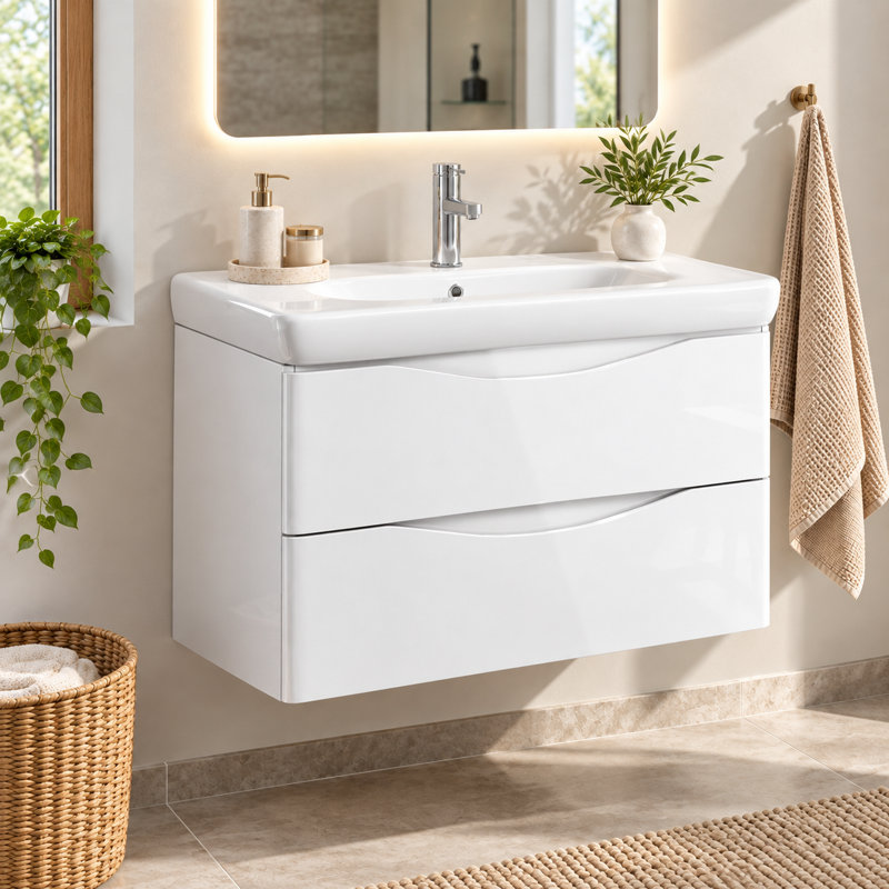 Stanhope 900mm Single Bathroom Vanity with Integrated Polyglomerate Basin, Dark Brown