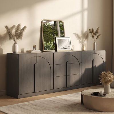 Ensemble de buffet modulaire 3 pièces avec 3 tiroirs, ébène