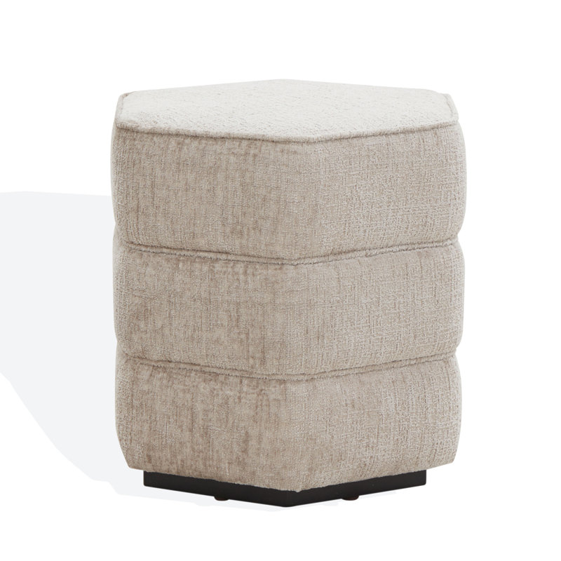 Rosaria Chenille Hexagon Ottoman, Taupe
