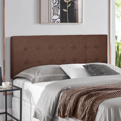 Tête de lit tapissier réglable Keymond Classic en tissu de lin, pieds en métal