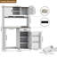 Armoire de cuisine de 73 po de hauteur avec mini-réfrigérateur, lumière DEL et prise de courant, huche de rangement autoportante blanche avec tablettes de garde-corps et crochets pour l'organisation de la salle à manger de cuisine