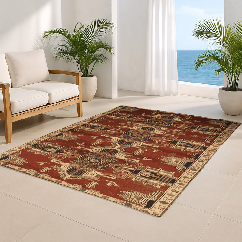 ArtDeco Brown Indoor and Outdoor Area Rug, Rectangle 8' x 10'