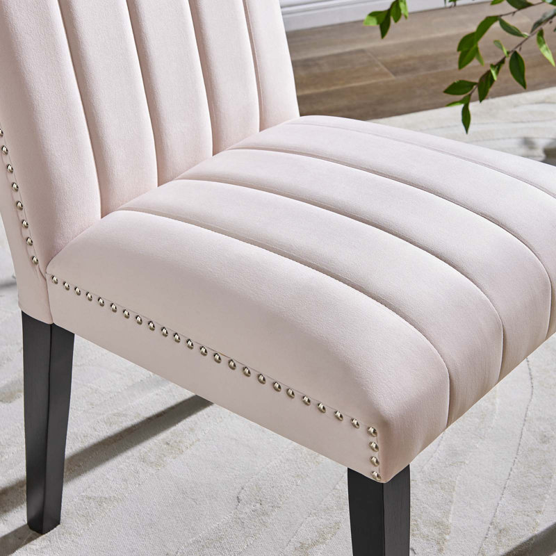Luxe Modern Pink Velvet Upholstered Parsons Side Chair Set