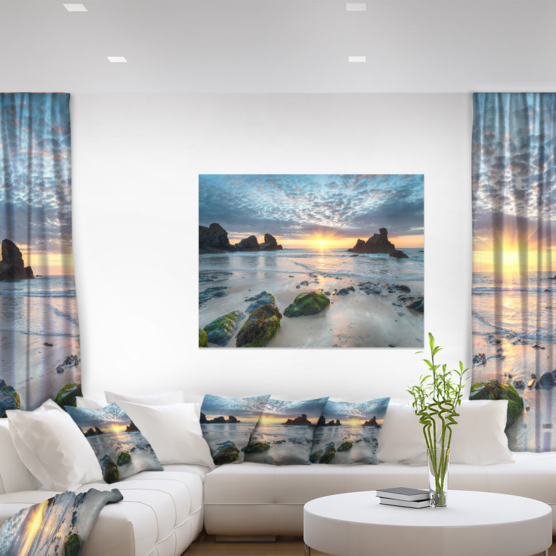 Magnifique baie de Porthcothan - imprimé bord de mer, H 16 po x l 32 po, Toile tendue, Sans cadre