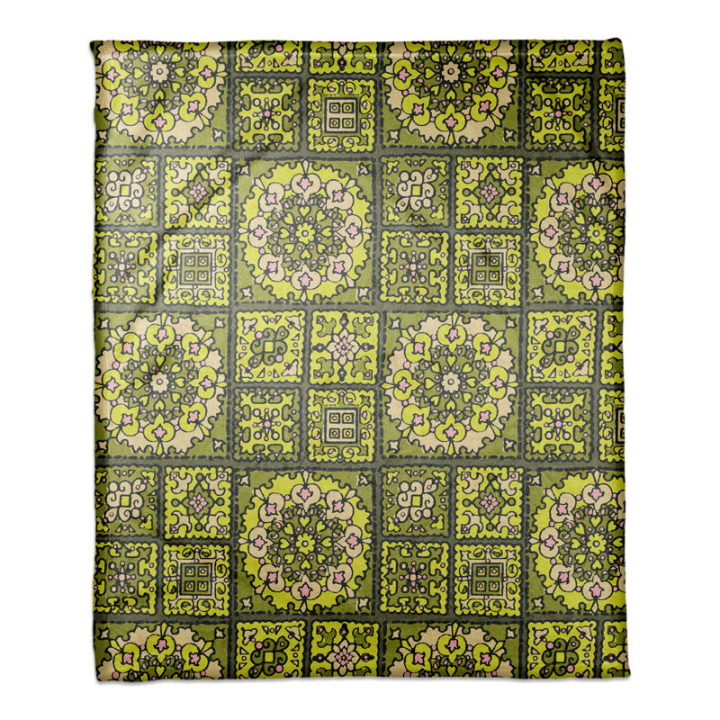  Couverture patchwork Mandala, vert