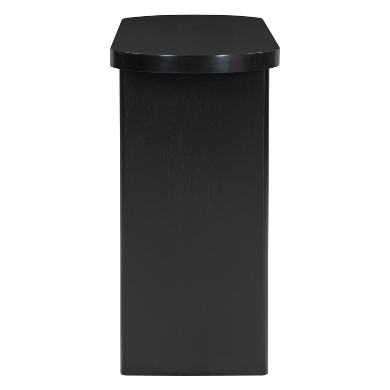Elegant Minimalist Console Table With Rounded Edges And Sturdy Shelf Design For Entryway, Living Room, Black