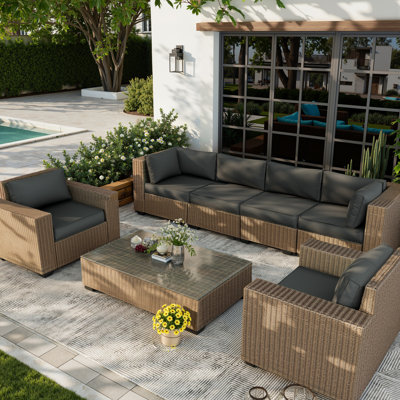 14-Piece Outdoor Sectional Cushions Set, Replacement Patio Cushions with Water-Resistant & Fade-Resistant Fabric, Non-Slip Seat Cushions with Zippered Covers for Patio Furniture