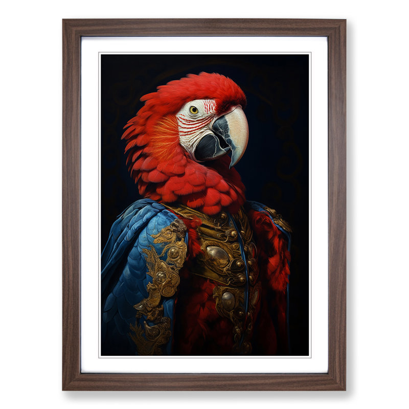 Parrot Gothic - Single Picture Frame Print on Wood, Walnut, 34" H x 25" W x 2" D