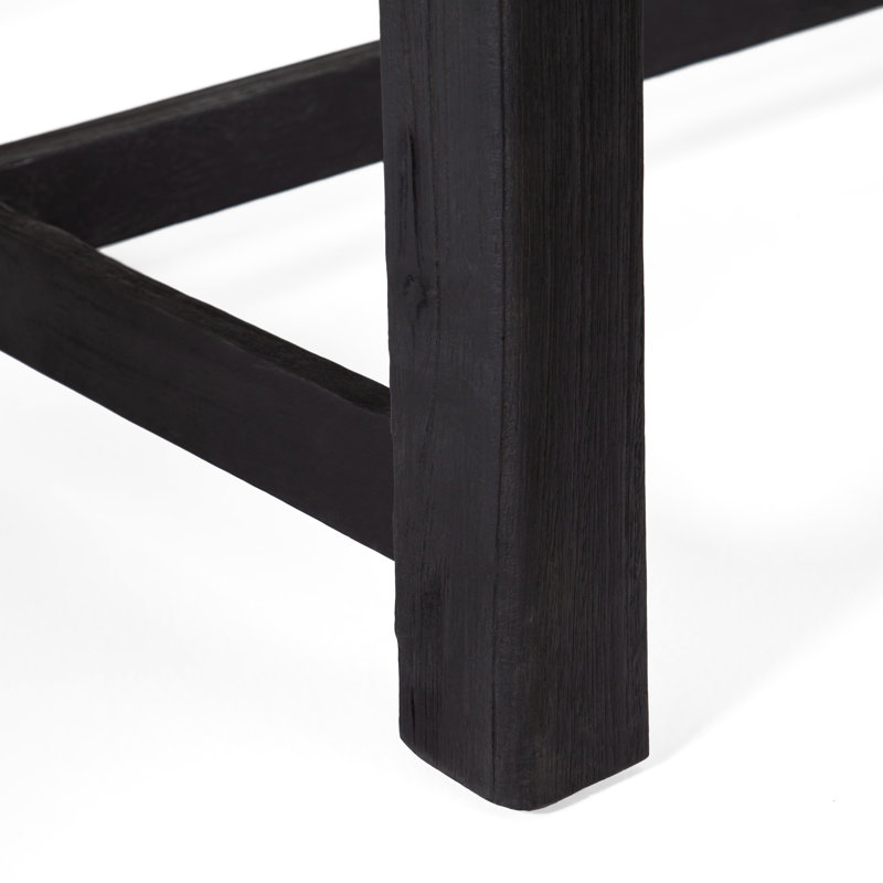 Banc en bois gris et noir Sandblast, de 63 po de largeur, 18 po de hauteur, idéal pour les repas en commun avec finition, pieds, pouces