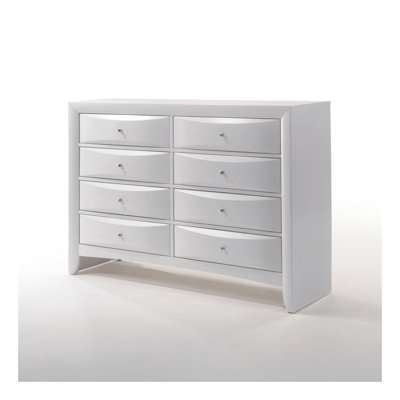 Ireland White Finish 8-Drawer Dresser - Spacious Bedroom Storage with Dovetail Joints and Metal Glide System