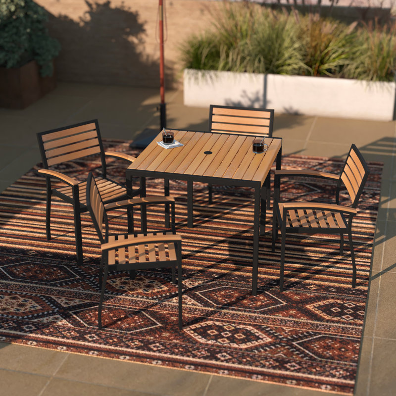 Lark 4-Person Black Aluminum and Plastic Outdoor Dining Set