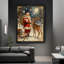 Père Noël rétro noir encadré avec art mural de style rétro-1235559189