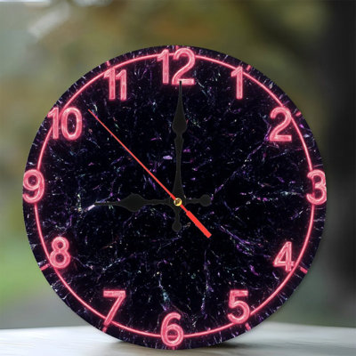 Neon effect Clock Numbers Dark Marble