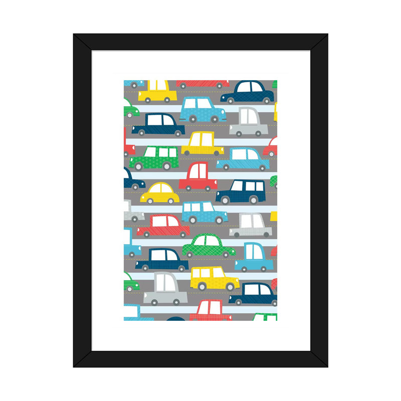«Beep Beep» par Alison Tauber - impression d'art graphique, H 24 po x l 16 po x P 1 po, Papier encadré noir, Blanc