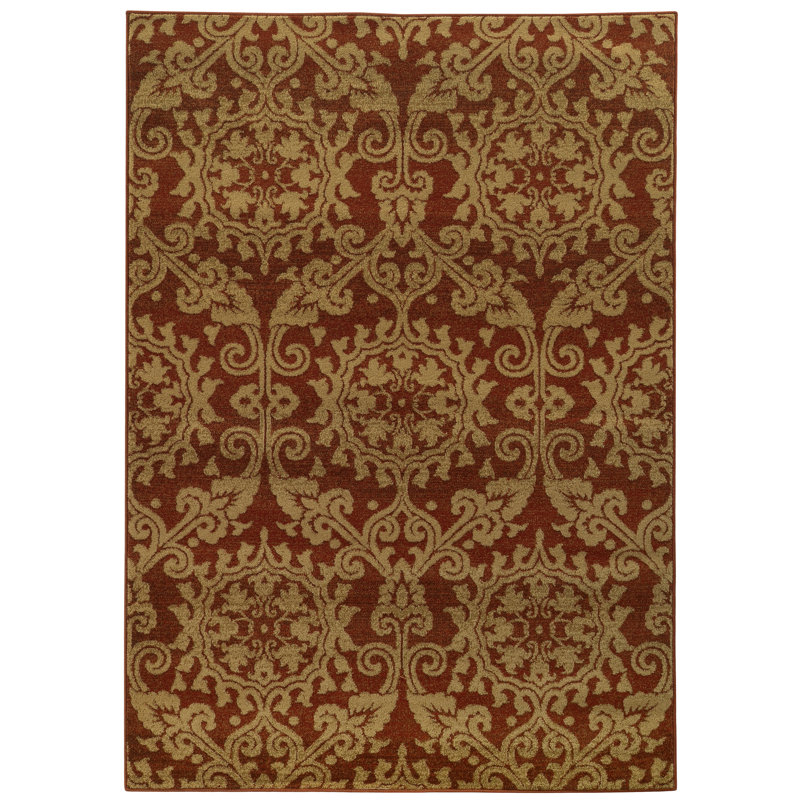 Tapis oriental rouille / taupe Bovill, Rectangle 9 pi 10 po x 12 pi 10 po