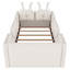 Lit simple blanc avec 2 coussins de lapin amovibles, garde-corps d'une hauteur de 21 pouces, matériau souple, sans sommier tapissier, plateforme facile à assembler, traverses latérales en forme de lapin, tissu et mousse