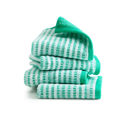 TOWN & COUNTRY PLAY 4-Piece Striped Reversible Terry Brights Washcloth Set, 13x13-Inch, 100% BCI Cotton