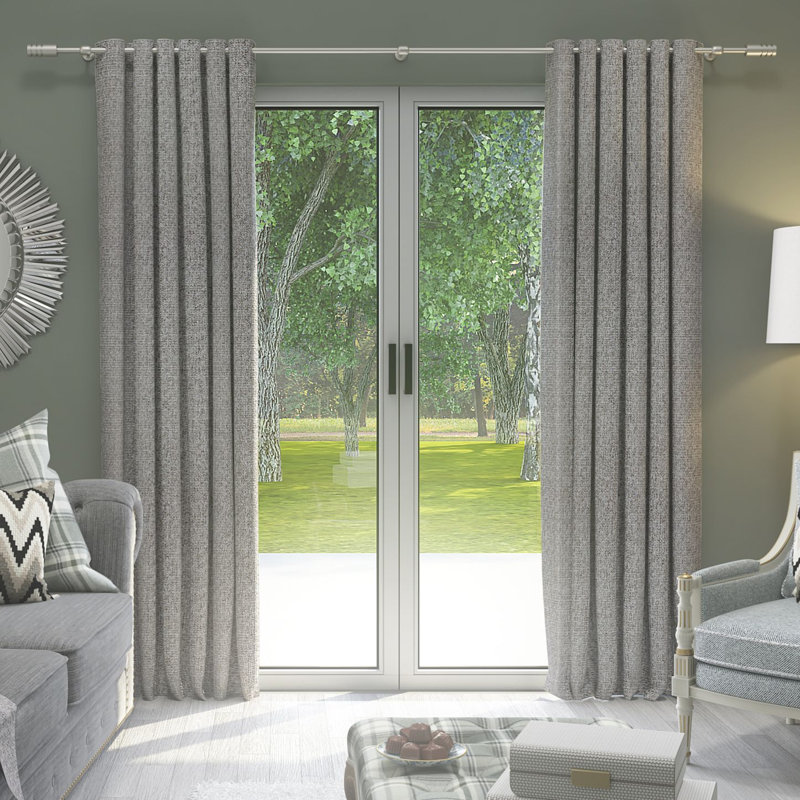 Ayara Room Darkening Curtains / Drapes Pair, Soft Grey, 116 W cm x 137 D cm
