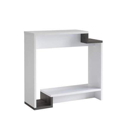 Modern TV Stand, Double-Door Shelves - White & Grey