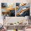 Or et gris, formes liquides modernes I - ensemble de 2 reproductions d'art sur toile