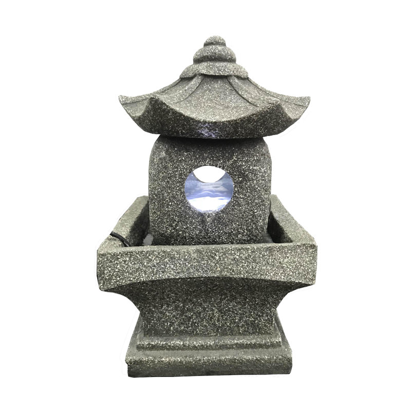 Resin Pagoda Fountain with LED Lights