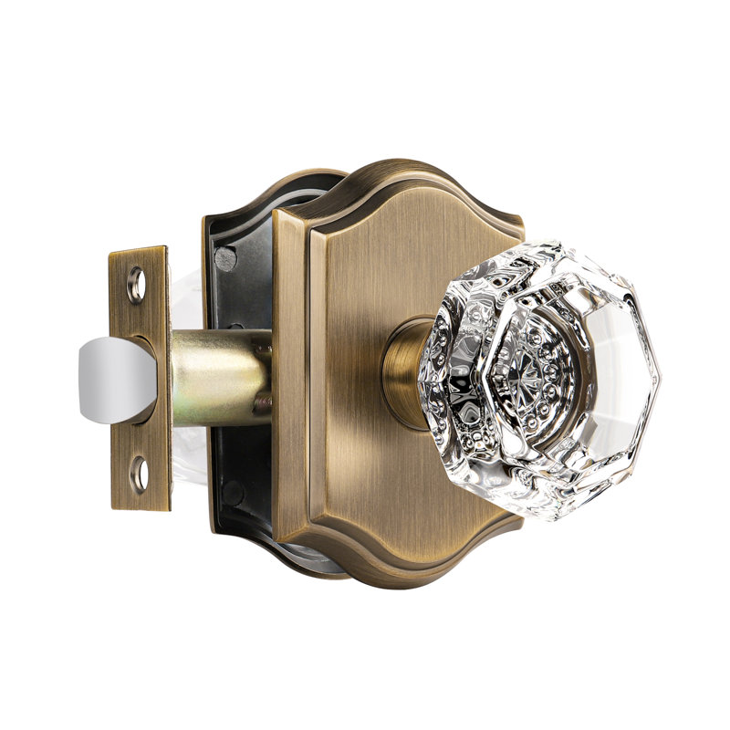 Crystal Door Knobs, Antique Brass, Passage (Hall & Closet)