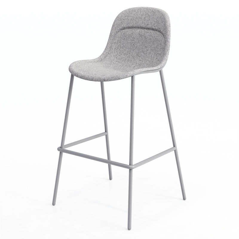 Vale Barstool High Back, Gray Seat/Silver Frame
