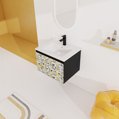 Meuble-lavabo mural 24 po avec lavabo en céramique