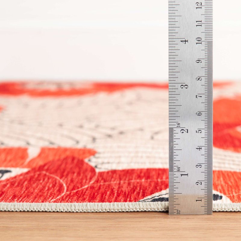 Multicolor Synthetic Rectangular 6' x 9' Washable Rug