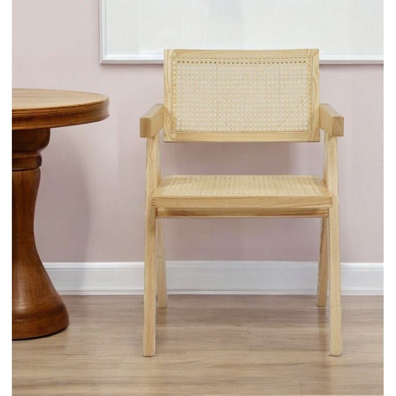 Chaise avec accoudoirs en bois naturel, Naturel
