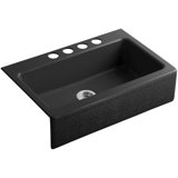 Dickinson Alencon Lace Design 33" L x 22.125" W x 8.75" Under-Mount Kitchen Sink with 4 Oversize Faucet Holes