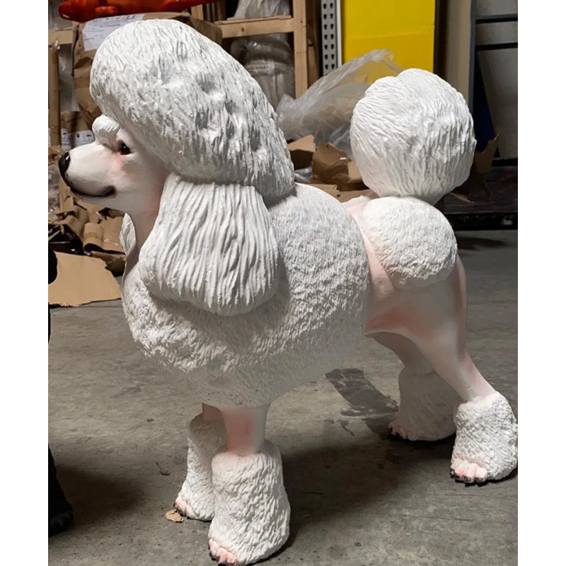 Statue de caniche blanc grandeur nature