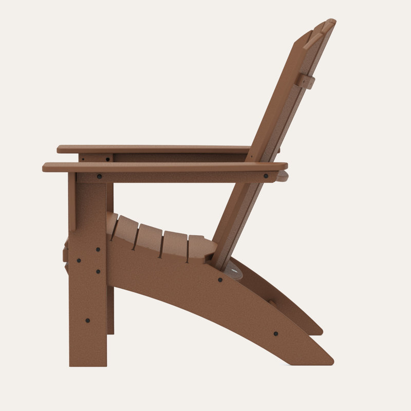 POLYWOOD Nautical Curveback Adirondack Chair, Teak