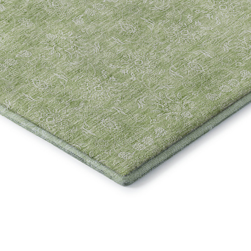 Premium Machine Washable Prisco Aloe Rug, Rectangle 1'8" x 2'6"