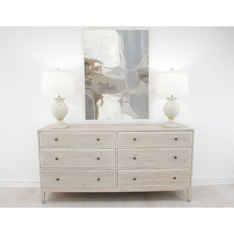 Andreas Table Lamp, Soft Light Veranda Gray/Gold Leaf, Natural Off White