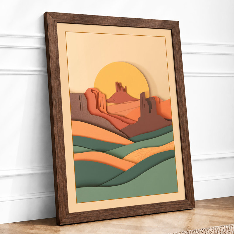 Desert At Sunrise Modern - Print, Walnut, A1 - 84.1 x 59.4 cm